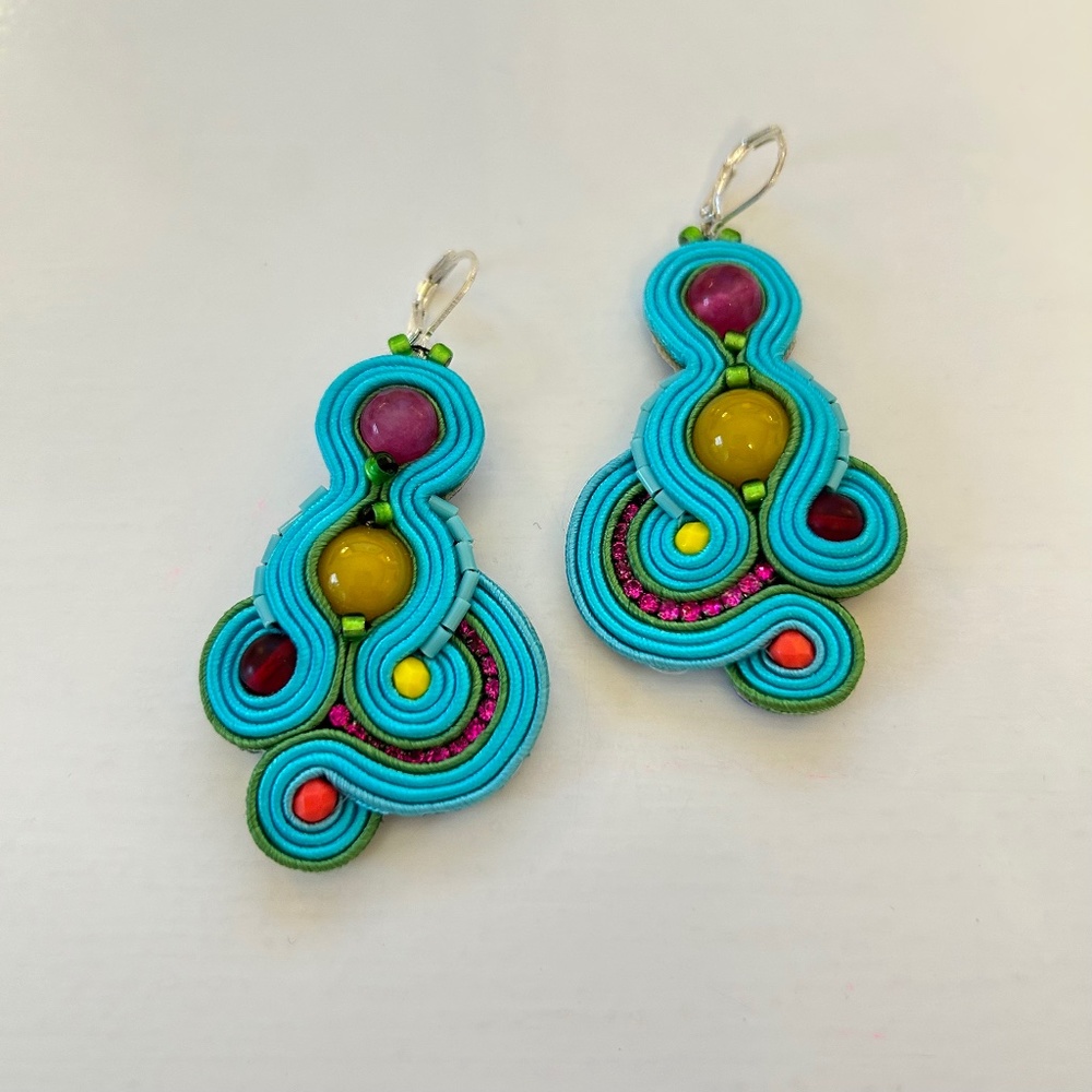 NWOT Soutache Embroidered Earrings